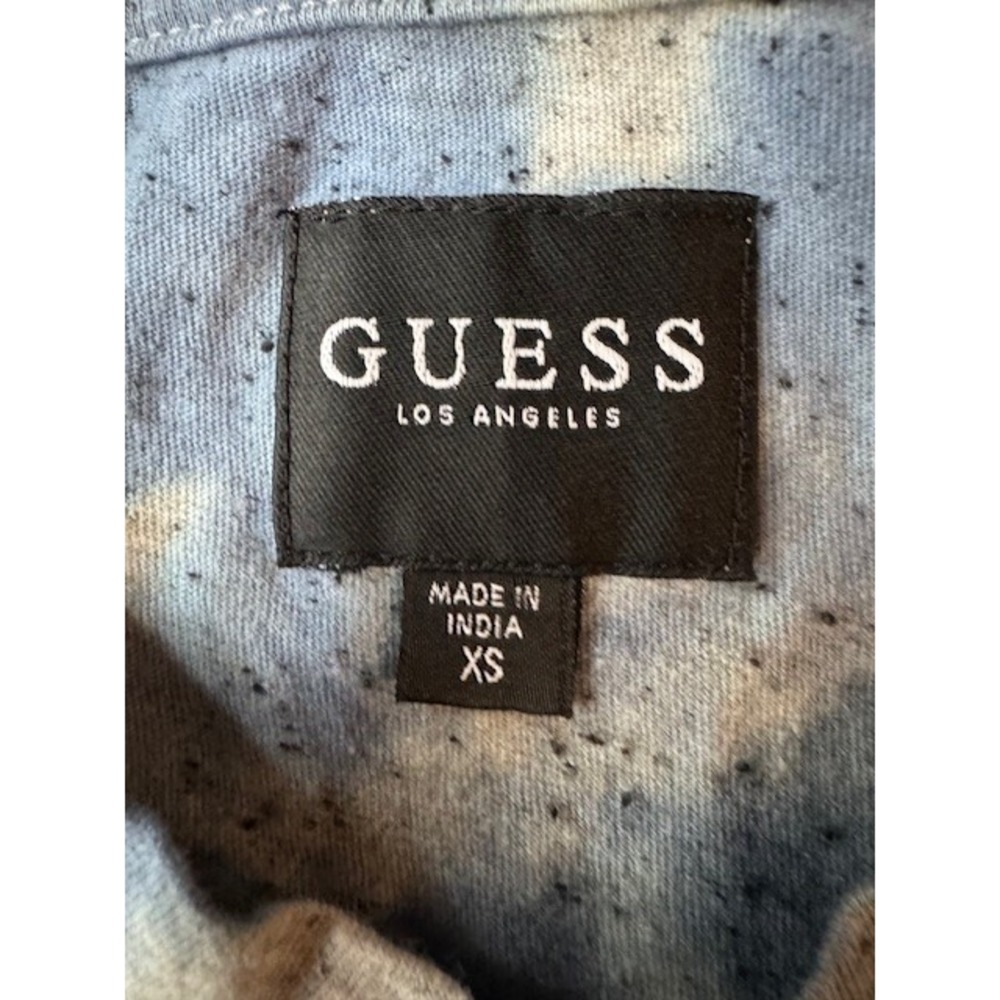 Guess Tie Dye T Shirt Mens XS Short Sleeve Crewneck White Blue Destroyed Holes - Picture 5 of 14